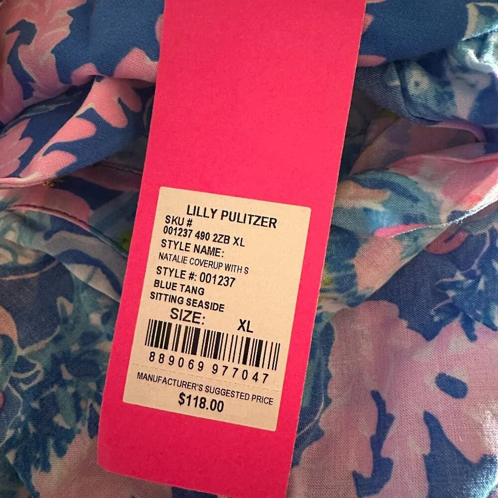 NWT Lilly Pulitzer Natalie Coverup Blue Tang Sitting Seaside size XL - Picture 2 of 5